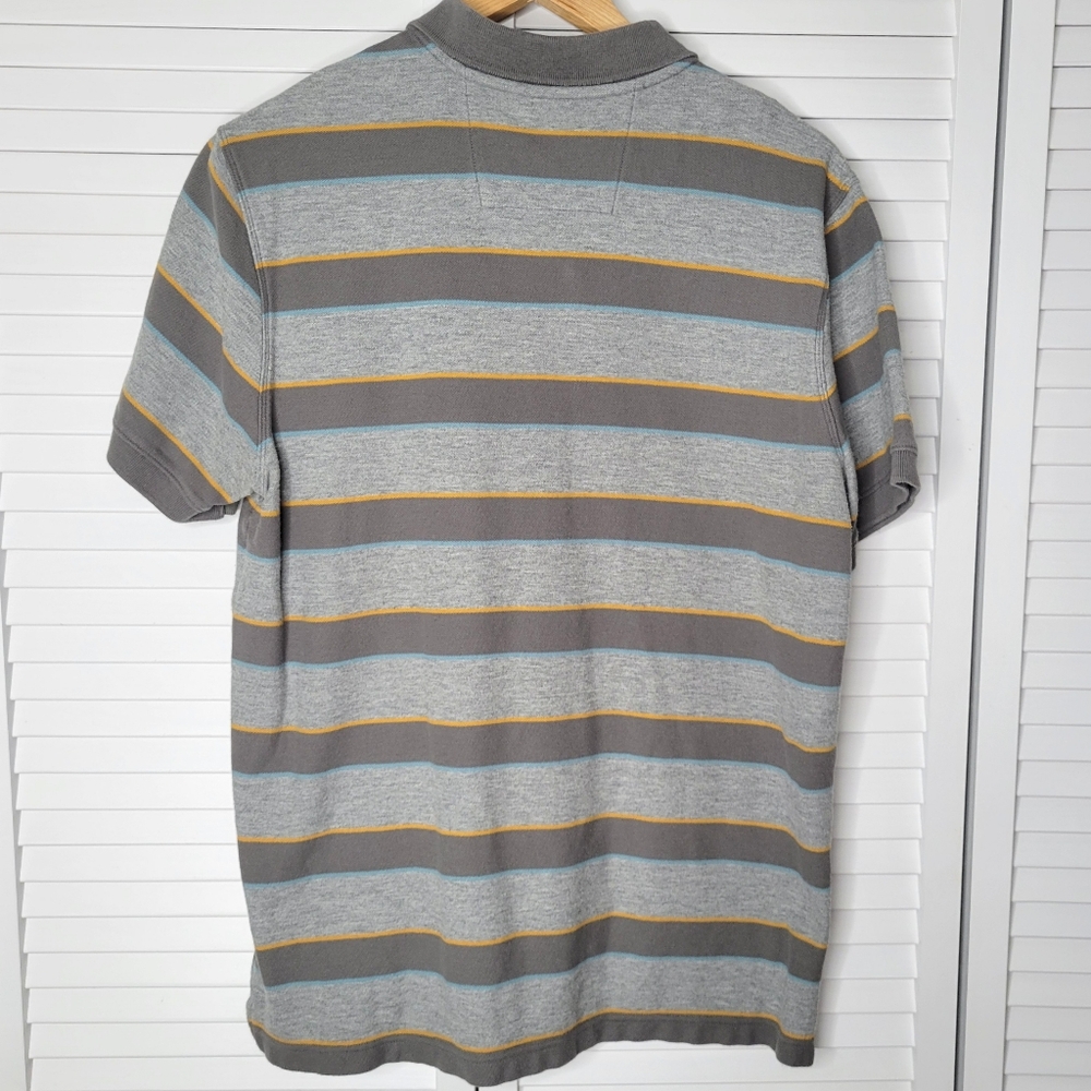 Banana Republic Gray Striped Cotton Short Sleeve Polo Shirt Men's large - Picture 3 of 5